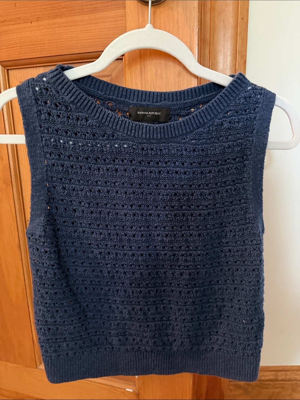 Banana Republic Navy Crochet Knit Sleeveless Top